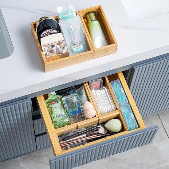 Space - Saving 8 - Pack Bamboo Storage Organizers Set Box Set for Bathroom, Kitchen & Office Drawers