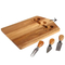 Handmade Acacia Wooden Cheese Board Set with Fork Knives and Leather Straps