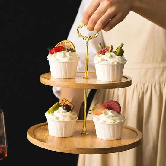 Space-Saving 3-Tier Bamboo Cake Stand with Detachable Legs for Traveling Bakers