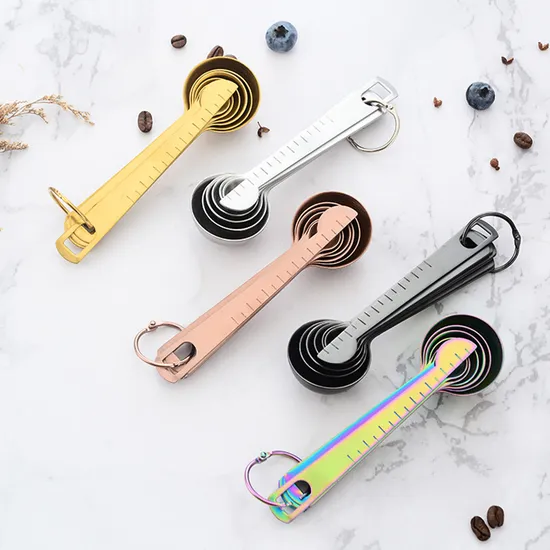 Plastic-Free 6-Pieces Stainless Steel Measuring Spoon for Bakeware