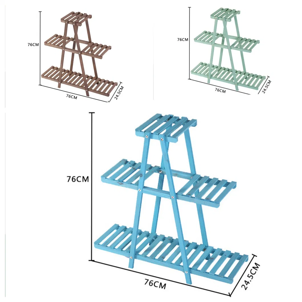 3-Layer Multi-Function Wooden Flower Rack Plant Stand Flower Shelf for Indoor Outdoor Display