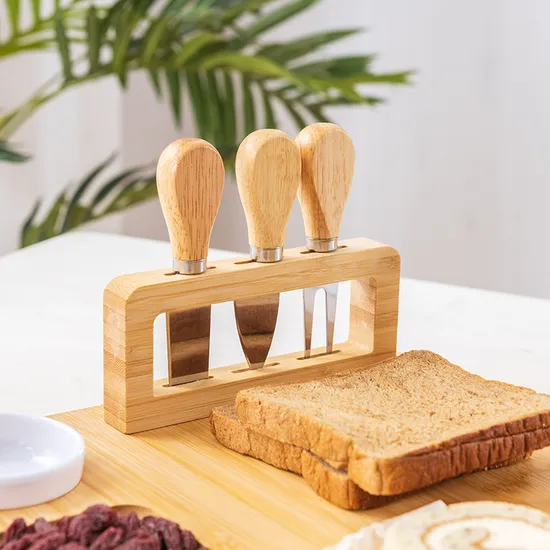 Hot Selling Large Bamboo Cheese Board with knives Set and Knife Holder