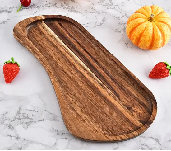 Elegant Acacia Wood Dinner Plate Set for Modern Dining