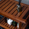 Carbonized Color Non-Slip and Waterproof Bamboo Bathroom Stool Shower Stool with Towel Hange