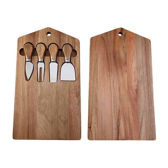 Beautiful Gift Multifunction Bamboo Wood Cutting Board with Knives for Cheese Bread Pizza