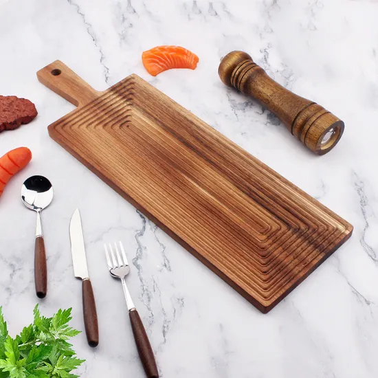 Premium Acacia Wood Paddle Cutting Board with Handle