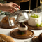 Fujian Factory Manufacture Round Acacia Wood Cake Stand with Glass Dome