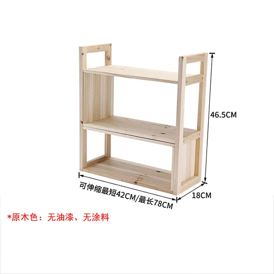 Extendable Multi-Layer Solid Wood Table Shelf Vintage Shelf Bay Window Office Flower Stand