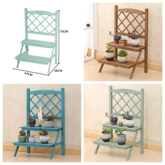 Stepped Flower Stand Vintage Plant Stand Wooden Flower Pot Holder for Garden