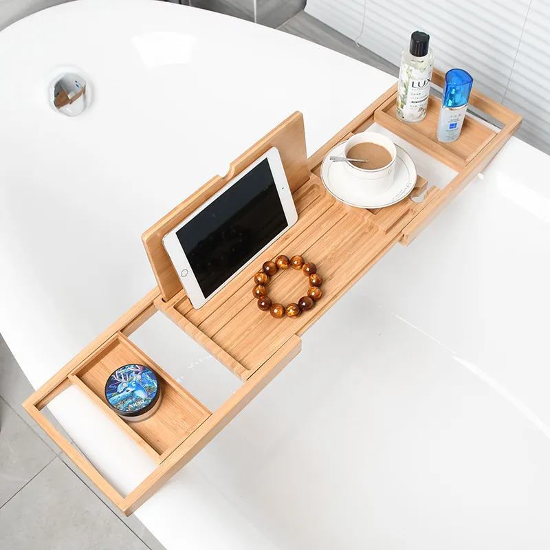 Extendable Bathtub Shelf Bathtub Tray Bamboo Bathtub Rack