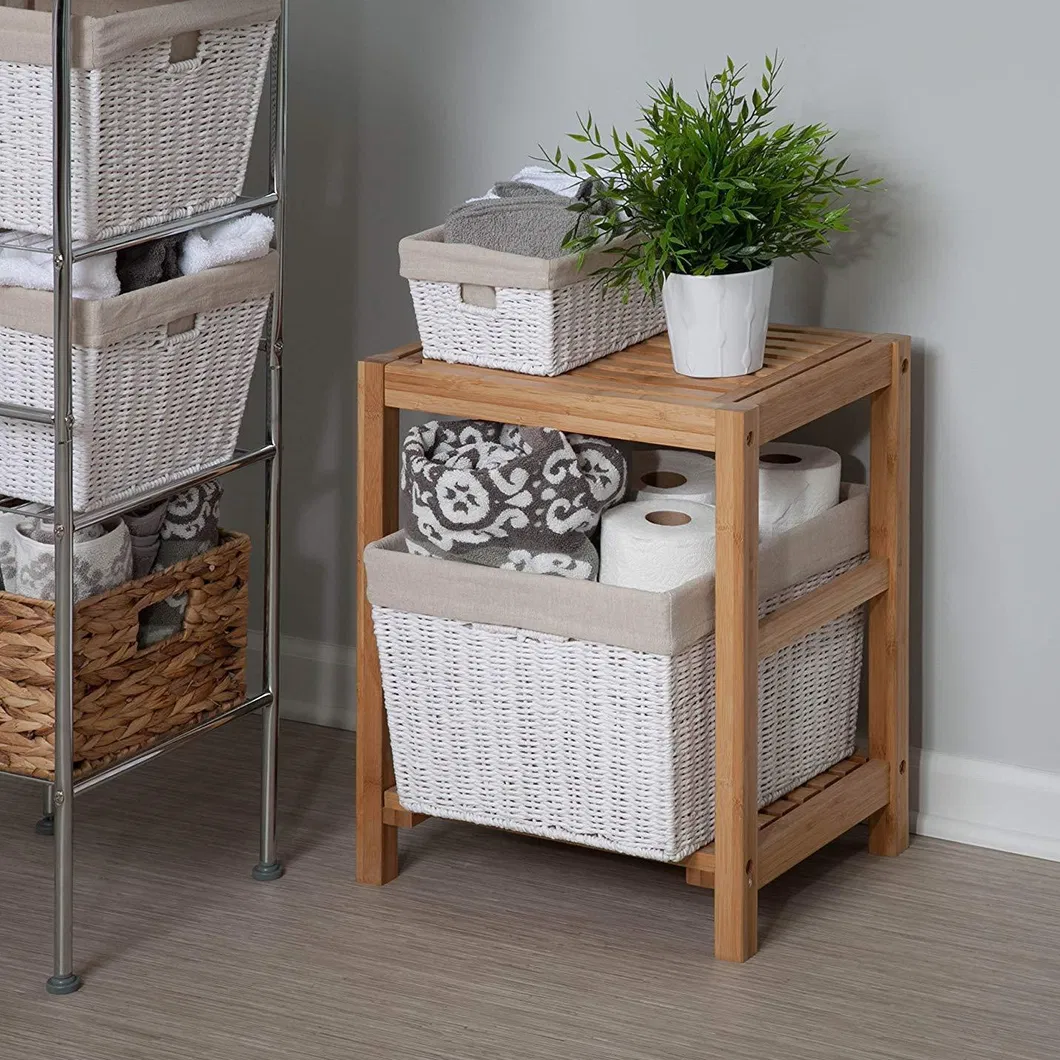 Waterproof Bamboo Bathroom Storage Stool Bath Stool Shoe-Changing Stool