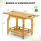 Two Layers Multifunctional Bamboo Bathroom Shower Stool Wooden Shoe-Changing Stool with Towel Hange
