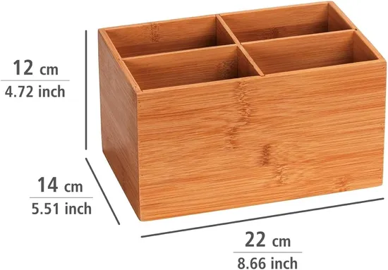 Bamboo Organizer Box with 3 Compartments - Storage Box, Bathroom Basket