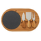 Oval Shape Acacia Wood and Slate Steak Tray Chopping Board Cheese Board with Knvies