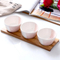 Stylish Ceramic Snack Serving Bowl Set with Wooden Tray for Fruit, Snacks & Desserts