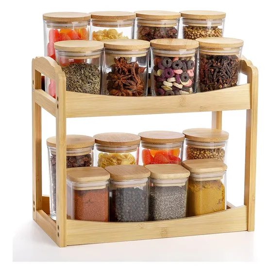 Bamboo Wooden Desktop Shelf / Bathroom Toiletries Storage Shelf/ Snack and Dried Fruit Storage Shelf/Cosmetics Organizer Shelf
