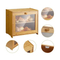 Double Layer Bamboo Bread Box Storage Container with Clear Windows for Kitchen Countertop