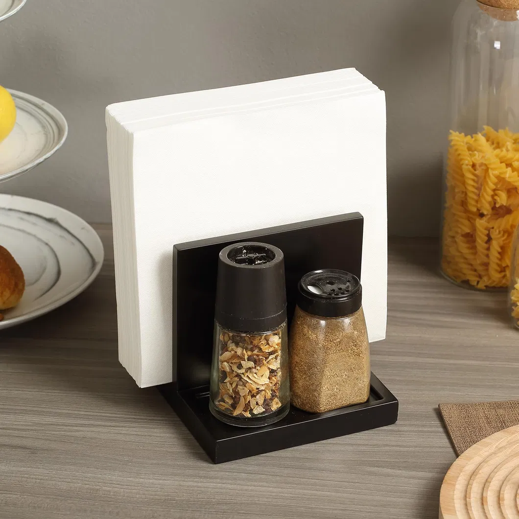 Napkin Salt Pepper Holder Wooden Napkin Holder for Salt and Pepper Shakers Caddy