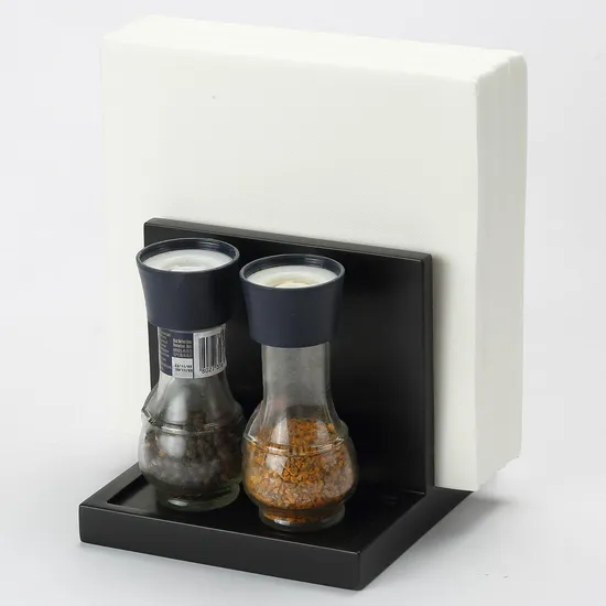 Napkin Salt Pepper Holder Wooden Napkin Holder for Salt and Pepper Shakers Caddy
