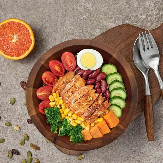 Small and Round Acacia Wood Fruit Bowl Salad Bowl