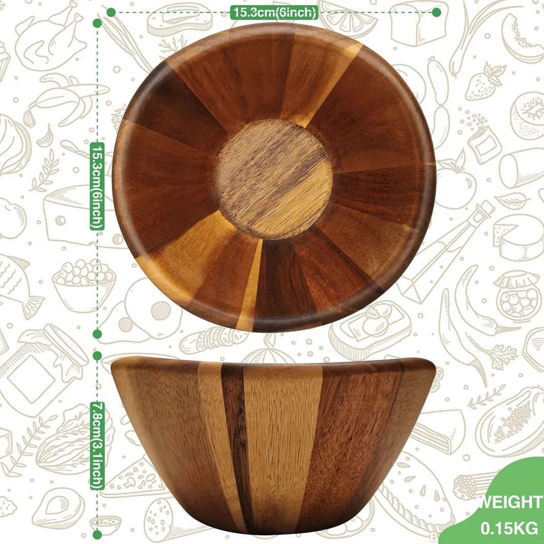 Wholesale Medium Size Acacia Wood Salad Bowl Fruit Bowl