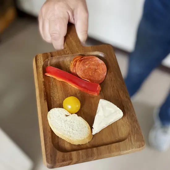 Laser-Engraved Acacia Wood Serving Board Custom Serving Tray with Handles