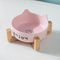 Ceramic Pet Cat Bowl Dog Bowl with Bamboo Wooden Shelf