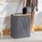 160 L Double-Opening Bamboo Fabric Laundry Basket Large-Capacity Storage Basket with Double Compartments.