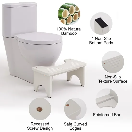 White Color Non - Slip Bamboo Toilet Foot Stool for Children