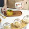 Acacia Wood Tray with Glass Bowl for Desserts Pudding Snacks