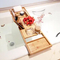 Extendable Bamboo Bathtub Caddy Tray with Reading Rack, Tablet Holder, Cellphone Tray and Wine Glass Holder