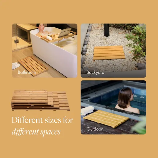 Non-Sliding Bamboo Bath Mat Shower Mat for Bathroom
