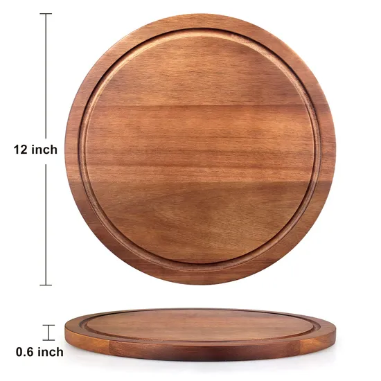 Direct Factory Round Wood Cutting Board with Juice Groove