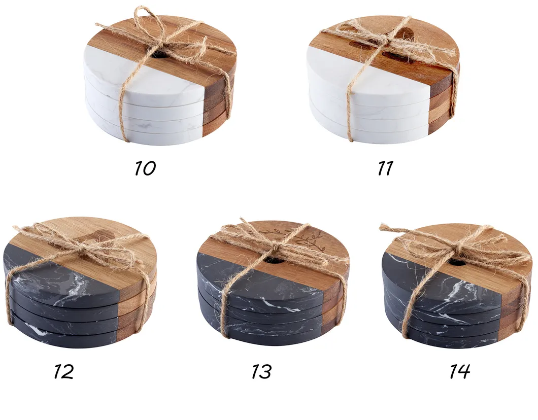 Premium Quality Heat-Resistant Black Marble Tea / Coffee Coaster Set for Home and Hotel Use