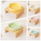 Wholesale Non Spill Double - Ear Ceramic Pet Bowl Dog and Cat Feeding Bowl with Bamboo Stand