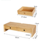 Bamboo Computer Monitor Stand with Storage Organizer Drawers