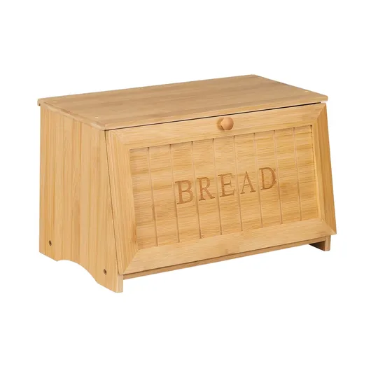 Bamboo Bread Box Food Storage Organizer Box for Countertop