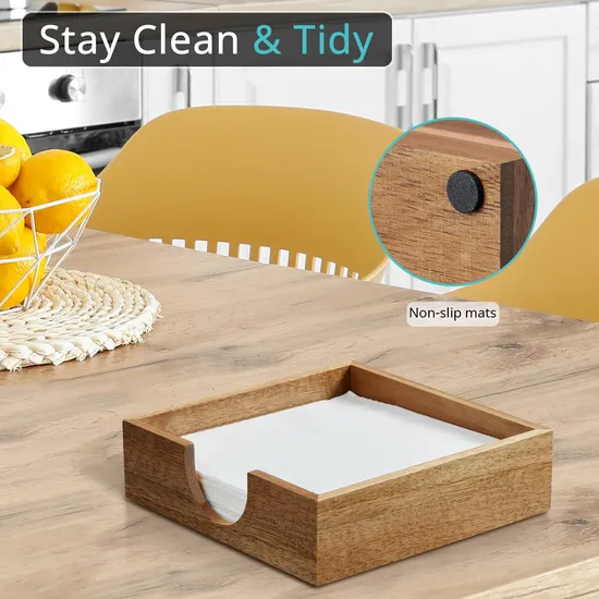 7.2 Inch Acacia Wood Tabletop Tissue Dispenser for Home / Restaurant / Hotel