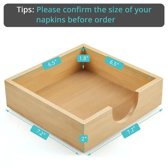 Square Bamboo Napkin Holder for Kitchen