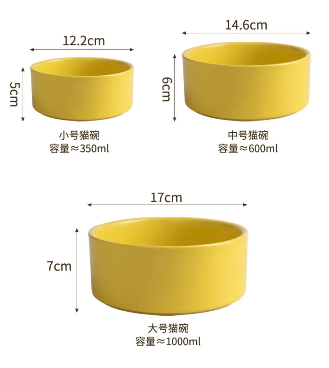 Wholesale Nordic Pet Supplies Ceramic Cat Food Water Bowl Pet Bowl with Bamboo Wooden Stand
