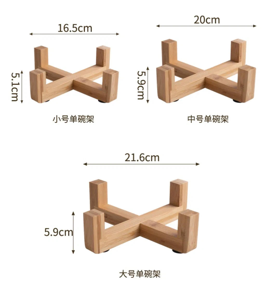 Solid Wood High - Foot Ceramic Pet Cat and Dog Bowl