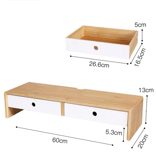 Bamboo Monitor Stand Riser Laptop Stand Riser for Apartments Office Home Use
