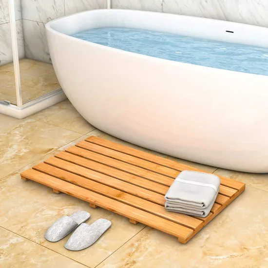 Thickened Sturdy Nonslip Bamboo Bath Mat for Luxury Shower