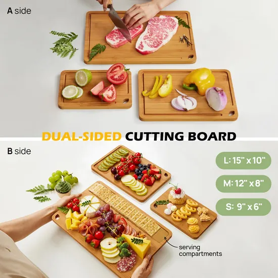 Hot Selling Deep Carbonized Bamboo Cutting Board Set of 3