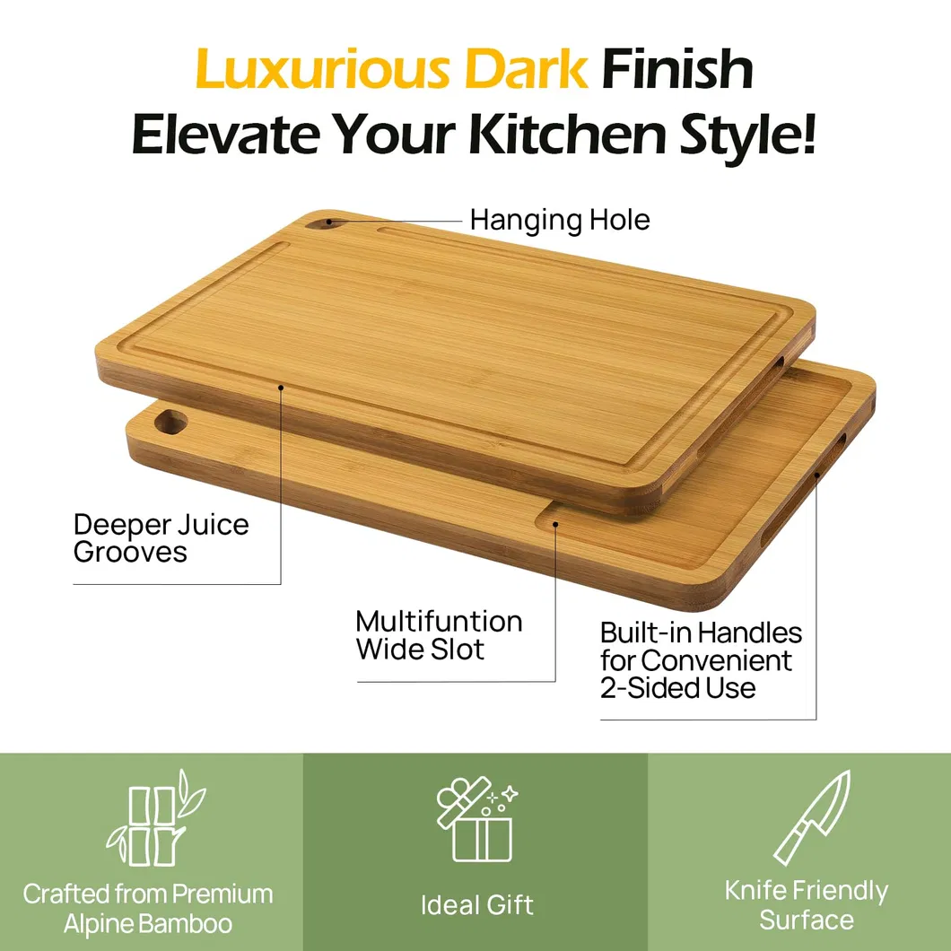 Different Size Bamboo Cutting Board Set of 4 with Hanging Hole