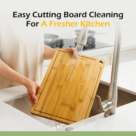 Different Size Bamboo Cutting Board Set of 4 with Hanging Hole