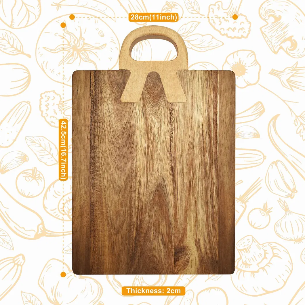 Extra Large Acacia Wood Reversible Serving and Chopping Board with Handle
