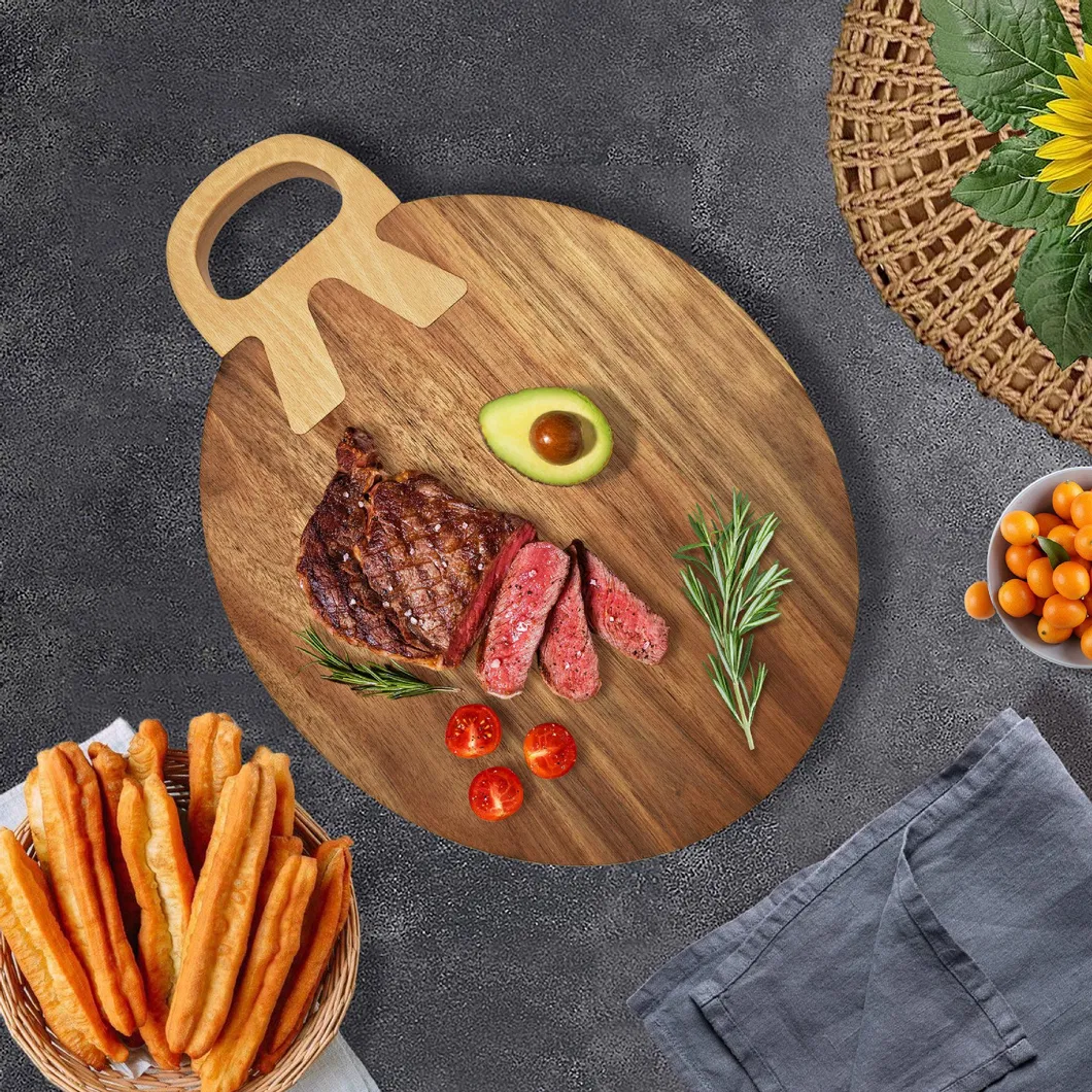 Premium Acacia Wood Serving and Cutting Board with Handle