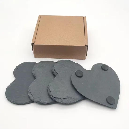 Decorative Slate Cup Coasters with Elegant Metal Holder