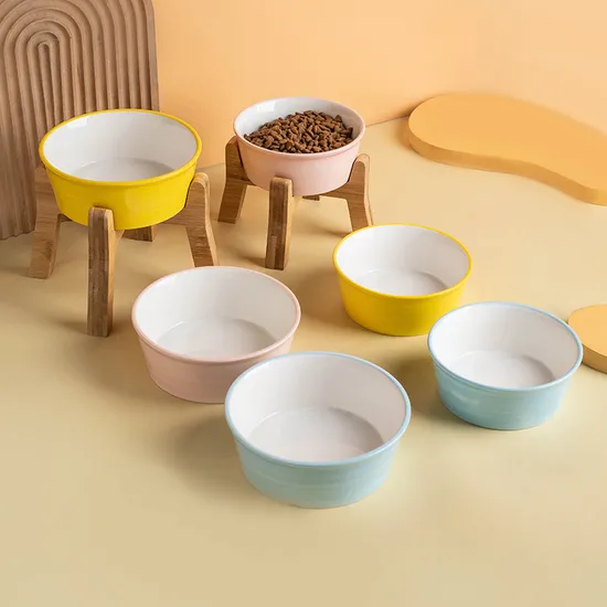 Neck-Protecting Ceramic Dog Bowl and Cat Bowl for Feeding Water and Food